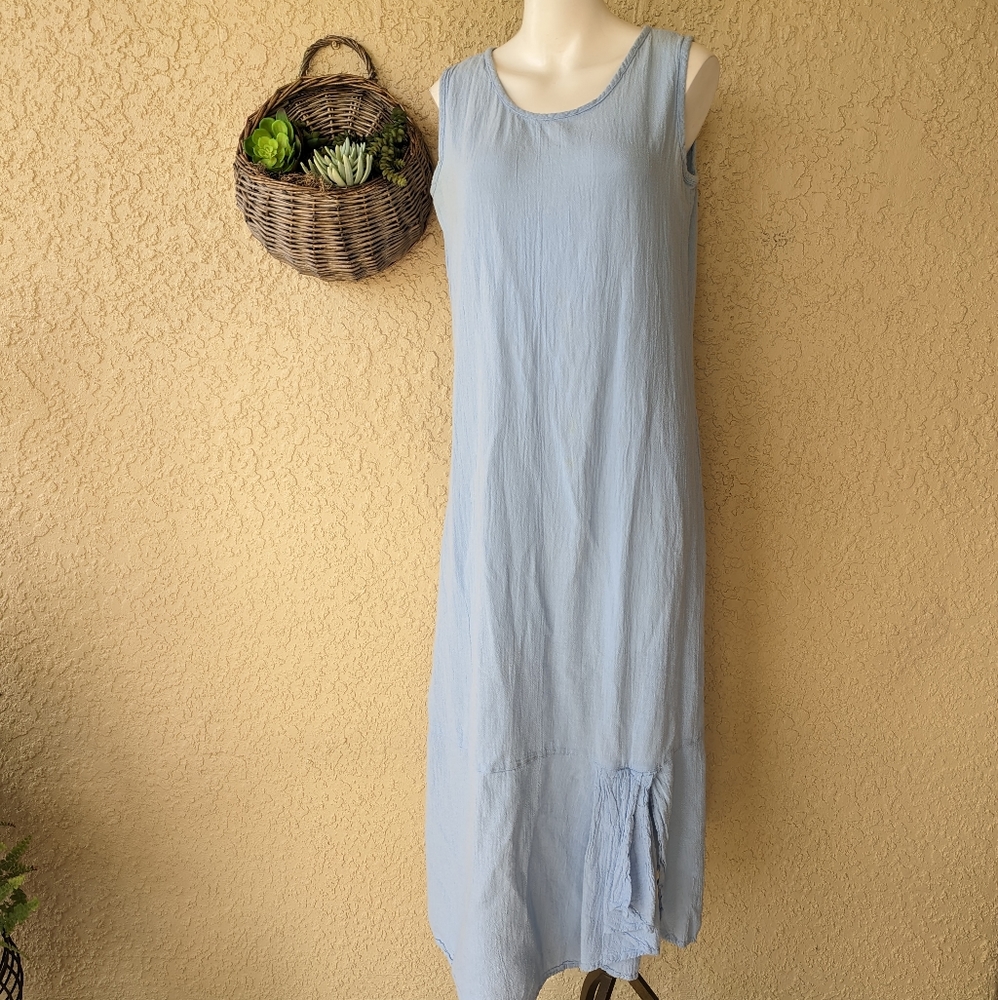 Oh‎ my gauze maxi dress cotton blue size medium